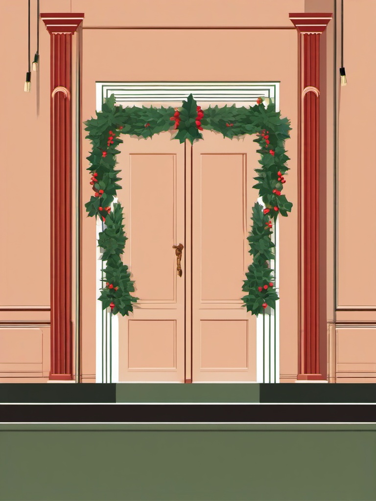 December clipart - mistletoe hanging above a doorway  color,minimalist,vector clipart