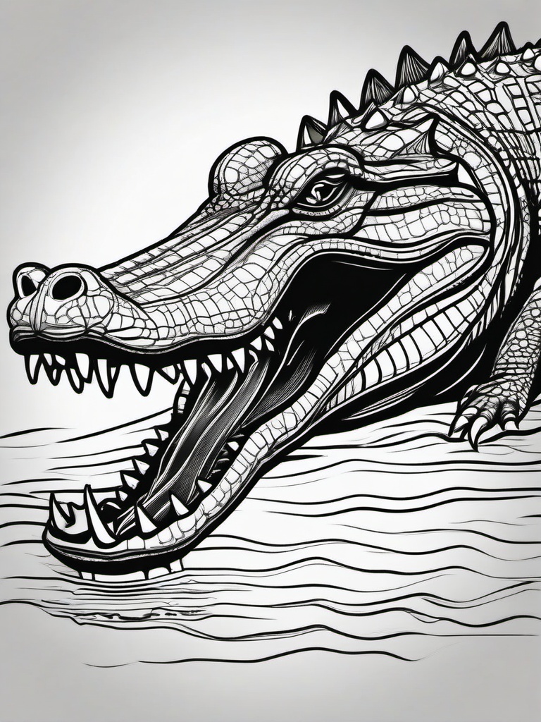 Crocodile Coloring Page - Powerful Water Predator  black outline printable coloring page