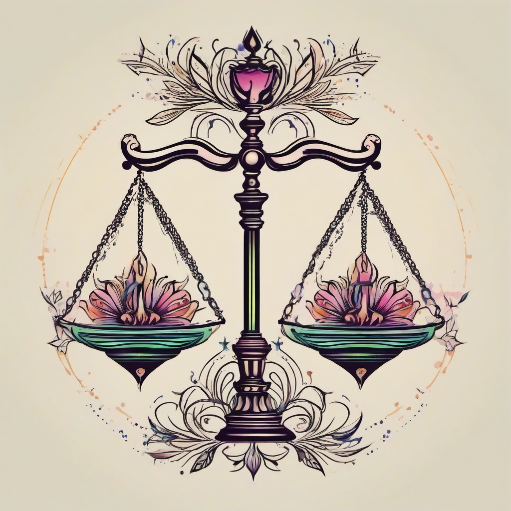 virgo libra tattoo  simple vector color tattoo