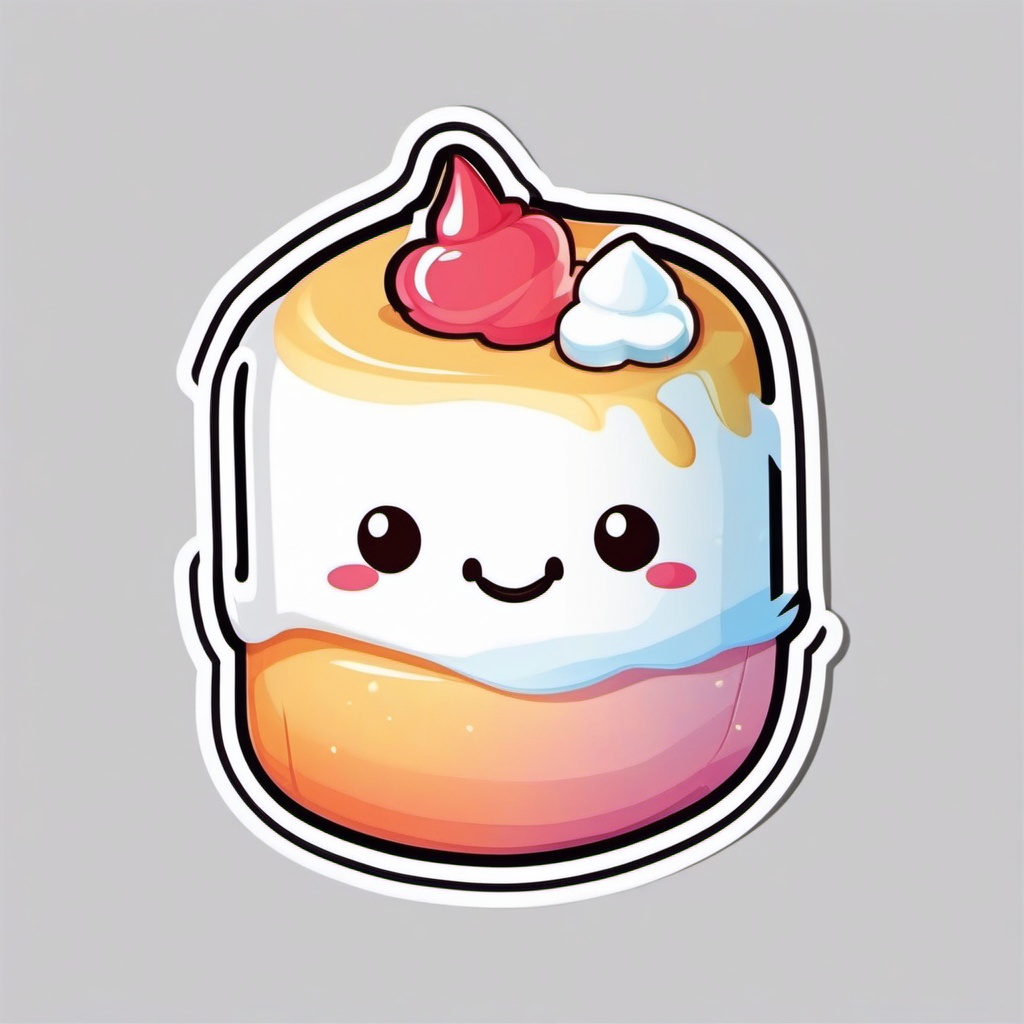 Cute Marshmallow sticker- Soft and Sweet Delight, , color sticker vector art