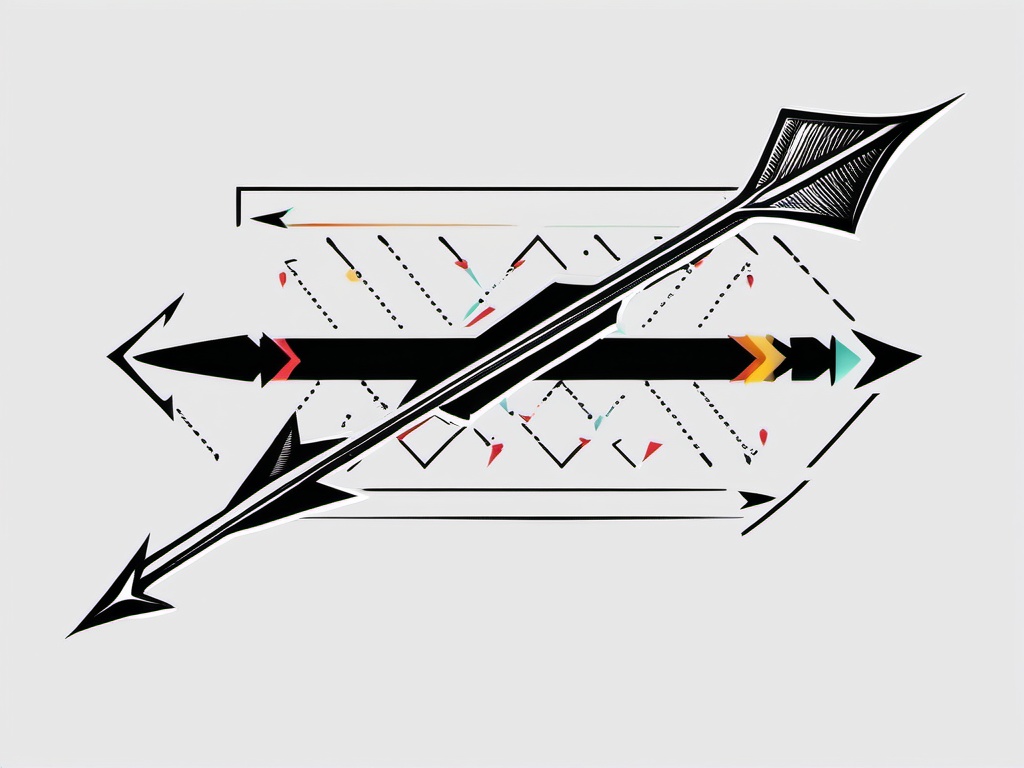 Arrow Tattoo - A sleek arrow tattoo pointing forward  few color tattoo design, simple line art, design clean white background