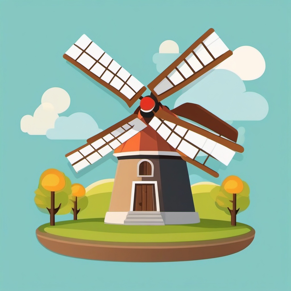 Countryside Windmill Emoji Sticker - Rural charm with a turning windmill, , sticker vector art, minimalist design