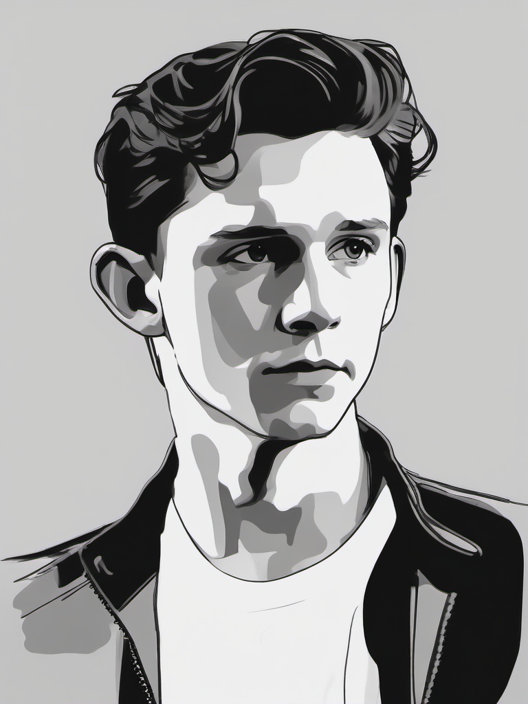 sketch of tom holland  minimal rough sketch scribbles,doodles,black and white