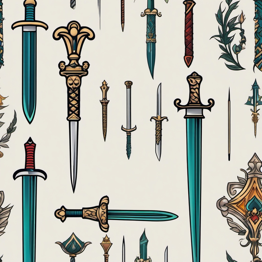 tiny sword tattoo  simple vector color tattoo