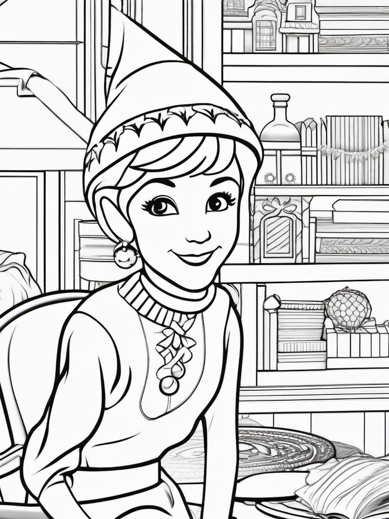 Elf On The Shelf Coloring  outling,coloring pages,black and whit