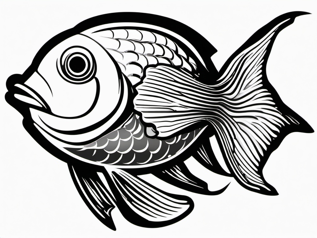 Black and White Clipart of Fish,Designing a monochrome marine life mural with black and white clipart of fish  simple, 2d flat