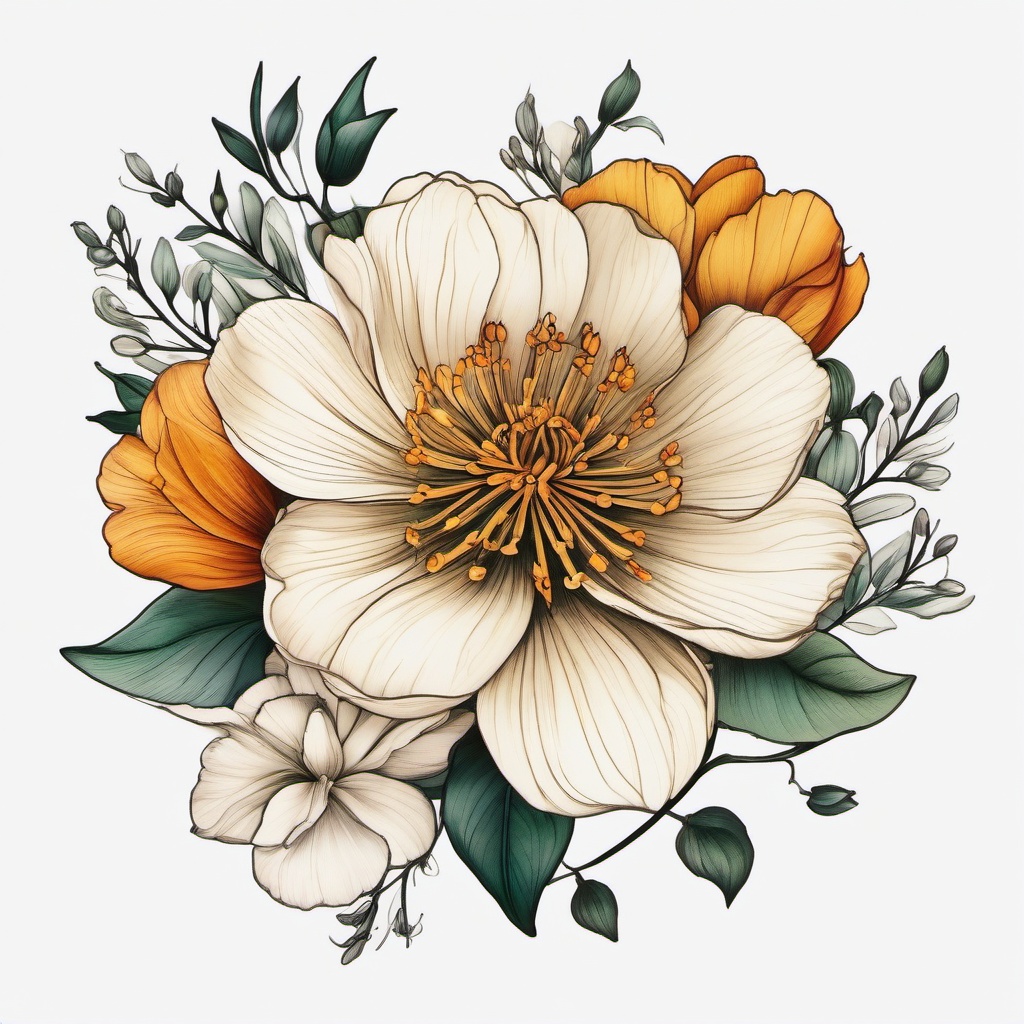 March  birth flower tattoo, Tattoos representing the flower associated with the month of march colors, tattoo patterns, clean white background