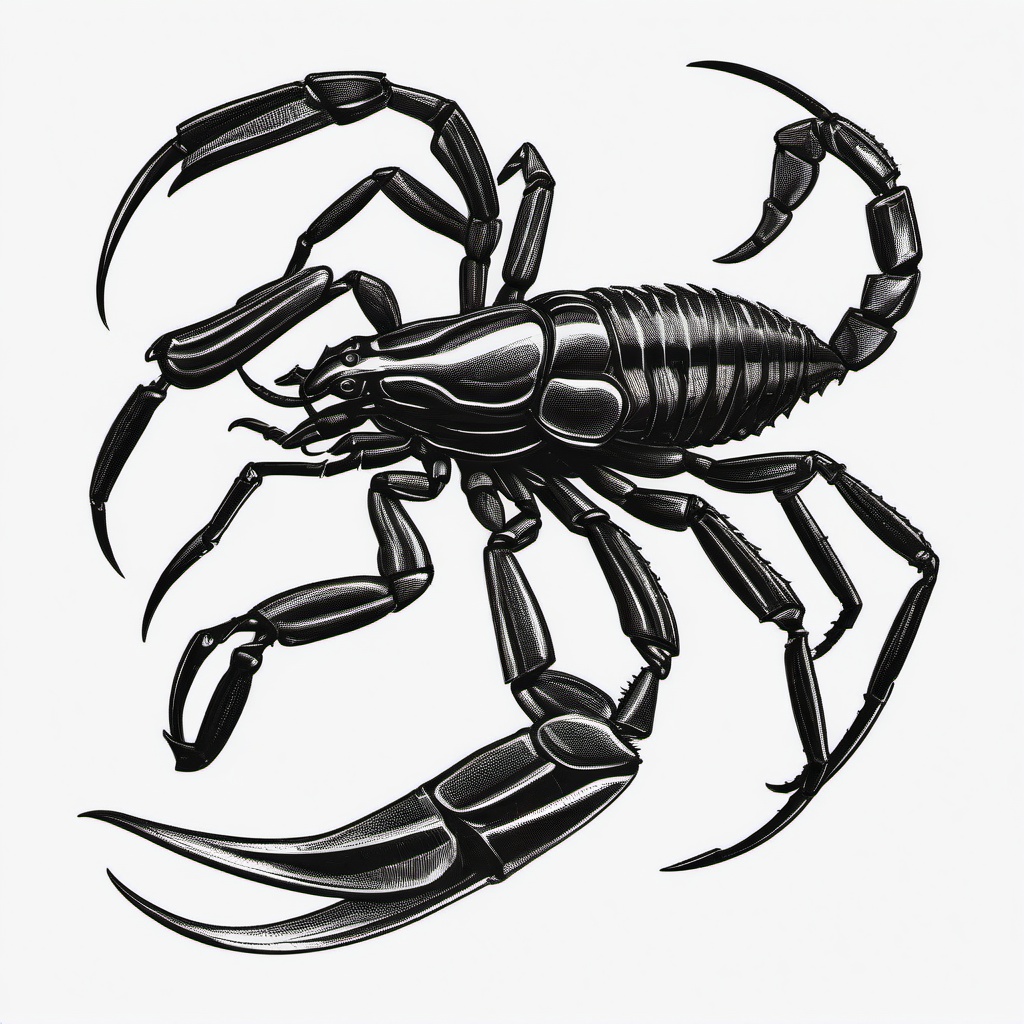 drawing of a scorpion with its pincers raised  minimal rough sketch scribbles,doodles,black and white