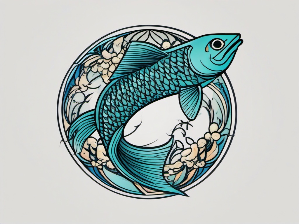 simple pisces tattoo  simple vector color tattoo