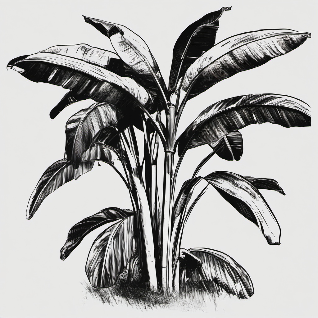 sketch of banana tree  minimal rough sketch scribbles,doodles,black and white