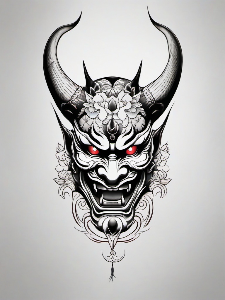 hannya japanese tattoo  simple color tattoo,white background,minimal