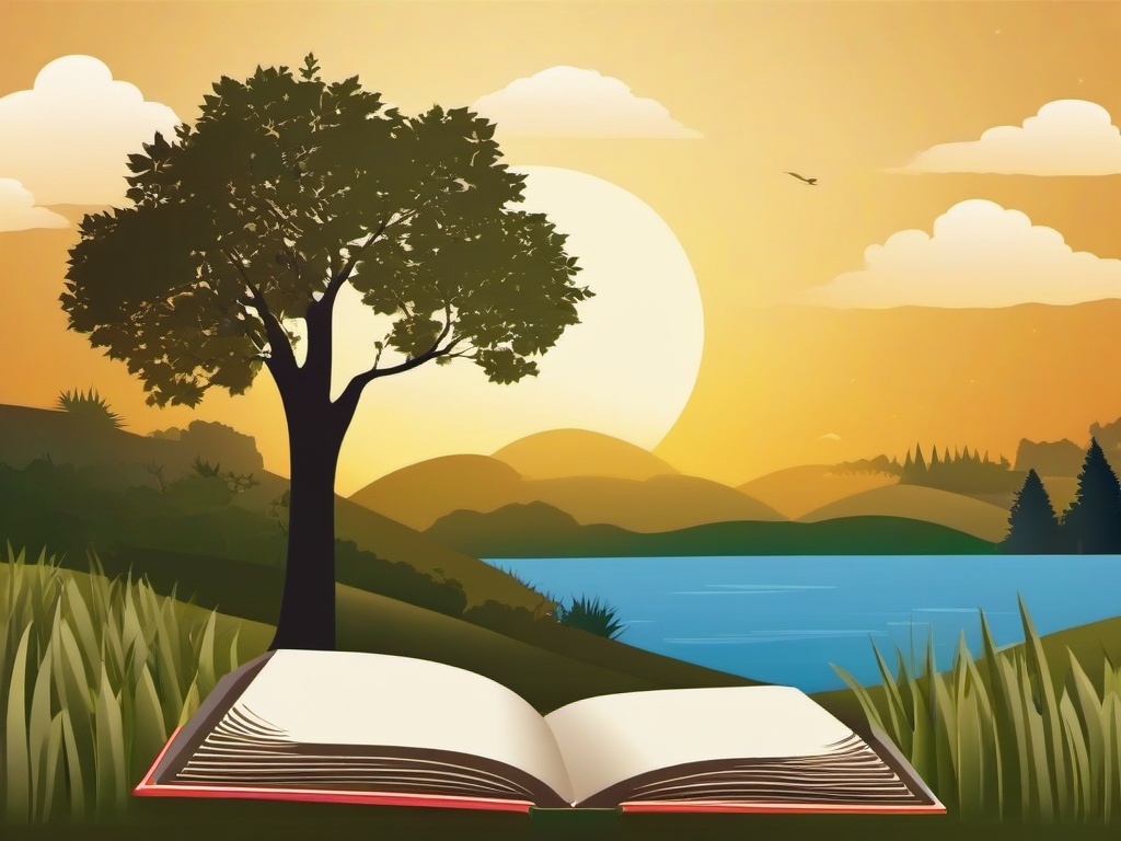 Bible clipart - Bible with a peaceful nature background  