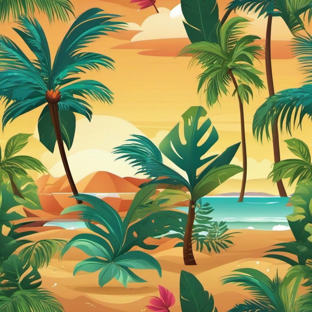 Beach background - tropical background cartoon  