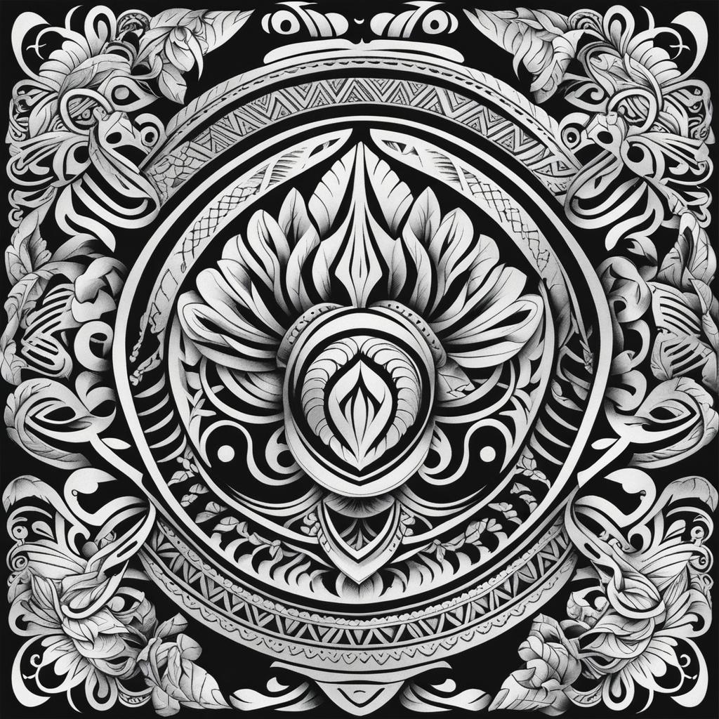 polynesian tattoo black and white design 