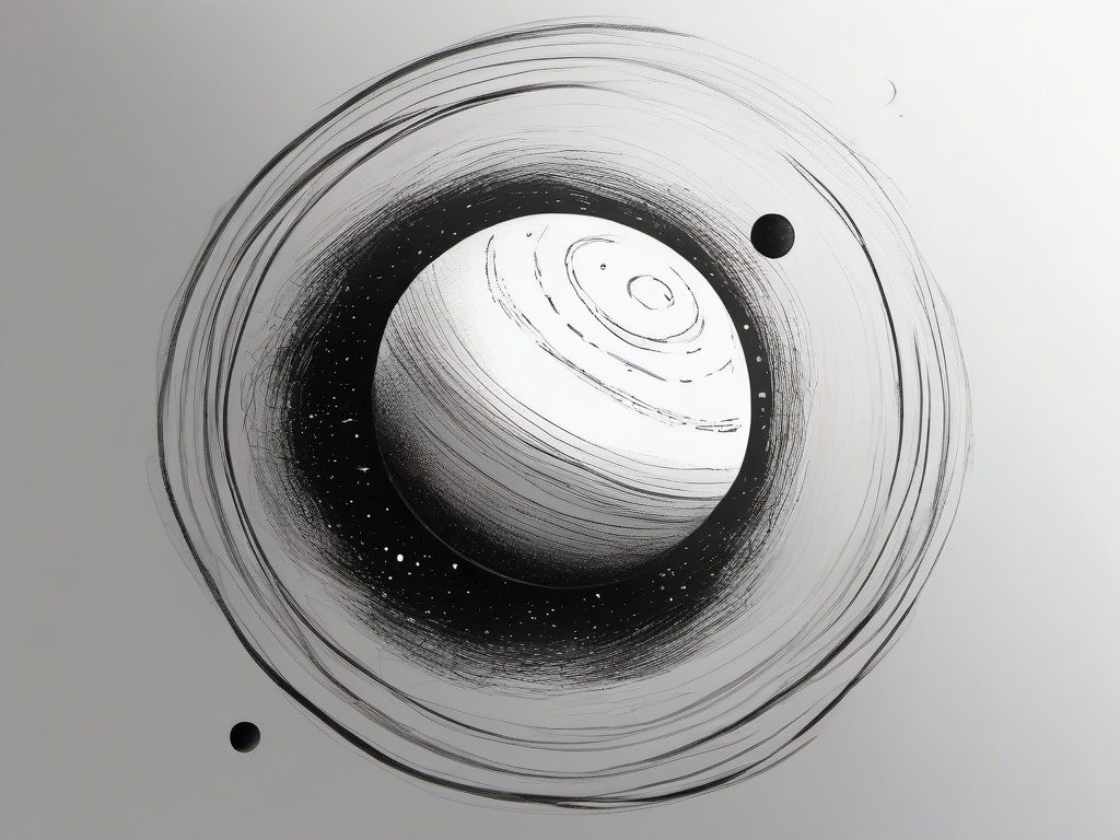 drawing of a star with a planet  minimal rough sketch scribbles,doodles,black and white