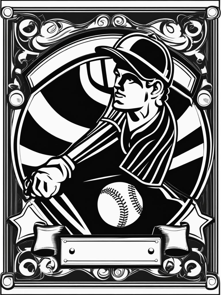 baseball clipart black and white 