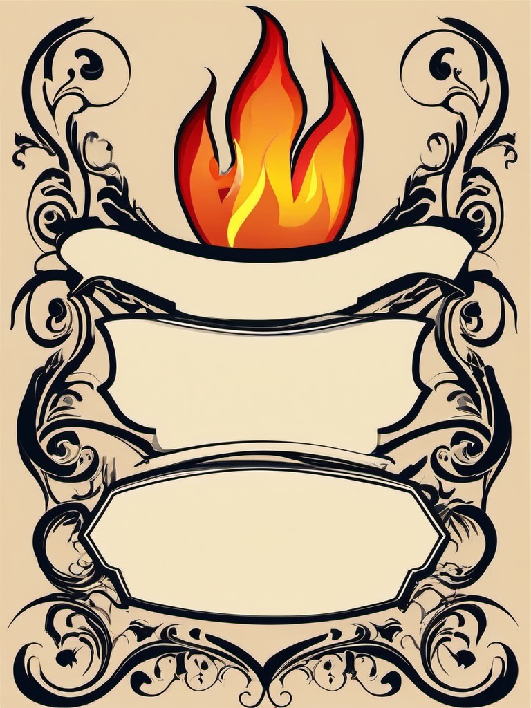 Flame clipart - flames on a banner  vector clipart