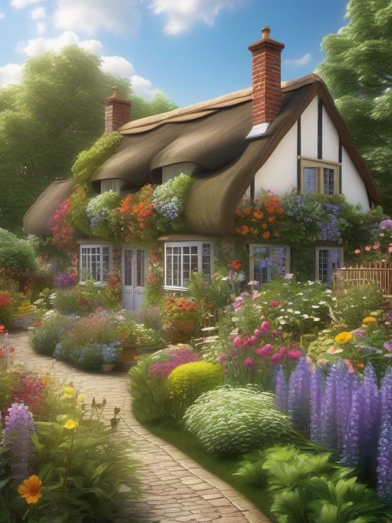 Cottage Garden Paradise - Transform your garden into a charming cottage-style haven. multicoloured, photo realistic, hyper detail, high resolution