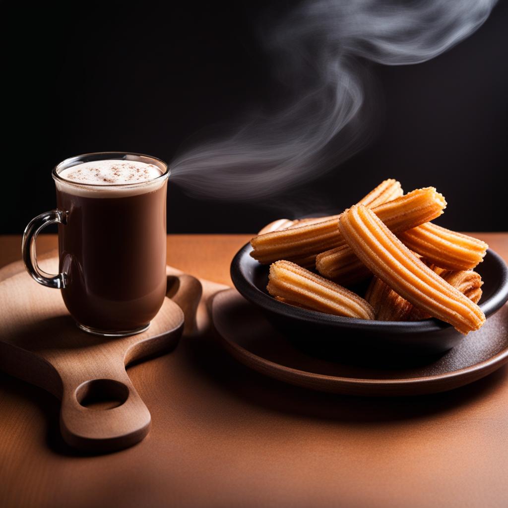 spanish churros with hot chocolate, indulged at a lively flamenco dance performance. 