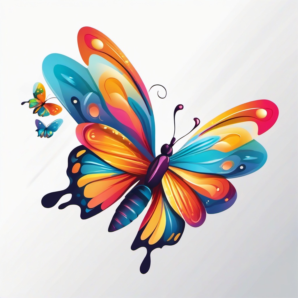 Bug clipart - Colorful butterfly flying in the sky.  vector style illustration, white background