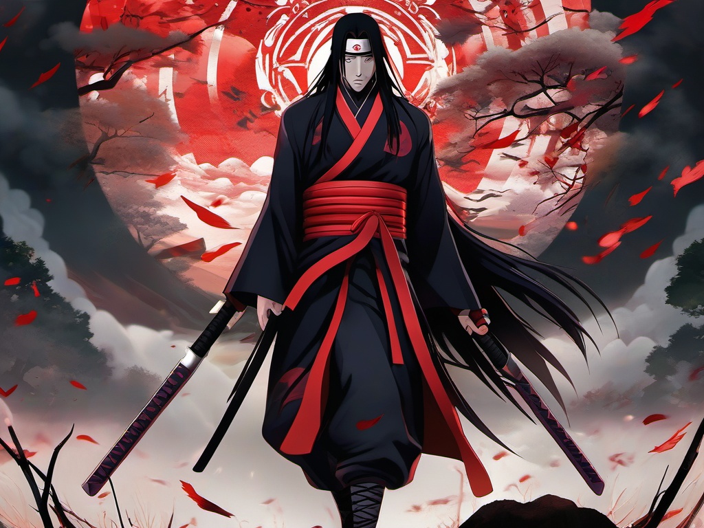 Itachi Wallpapers - Epic Itachi Uchiha Battle in Konoha Village  wallpaper style, intricate details, patterns, splash art, light colors