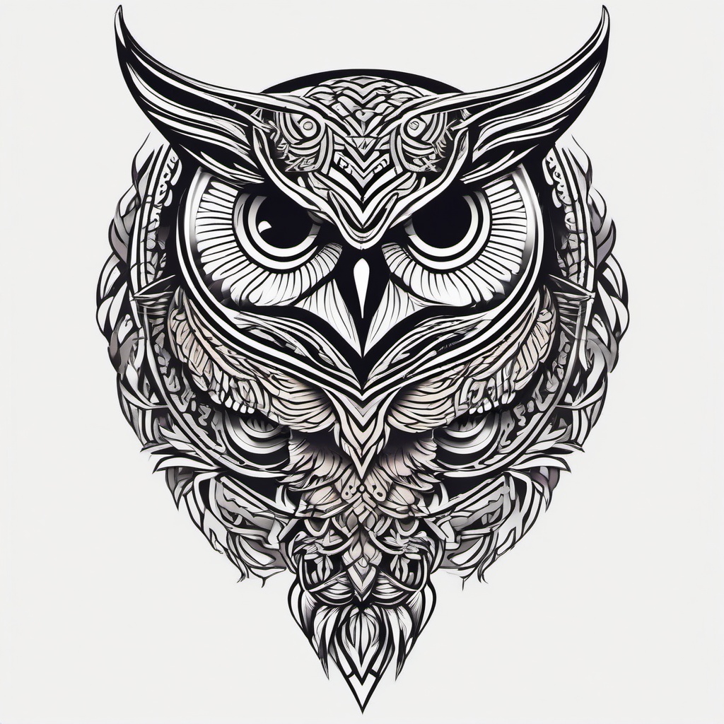 Viking Owl Tattoo - Channel the spirit of Vikings with a tattoo featuring a Viking-inspired owl.  simple color tattoo,vector style,white background