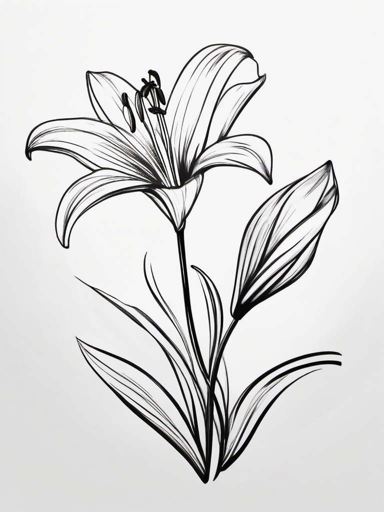 sketch of lily flower  minimal rough sketch scribbles,doodles,black and white