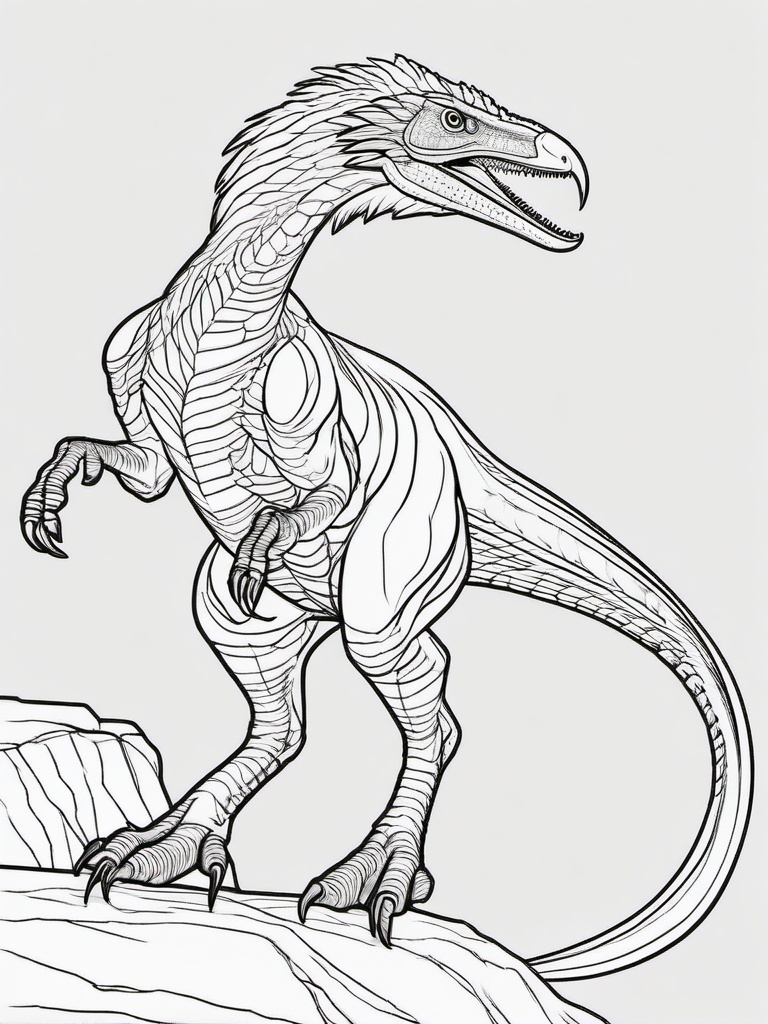 Deinonychus Coloring Pages - Agile Pack Hunter  black outline printable coloring page