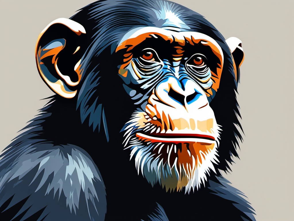 Chimpanzee clipart - Close relative of humans in the wild, ,vector color clipart,minimal