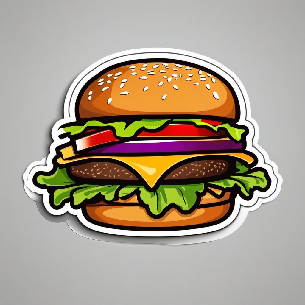 Hamburger Sticker - Hamburger for fast food lovers, ,vector color sticker art,minimal