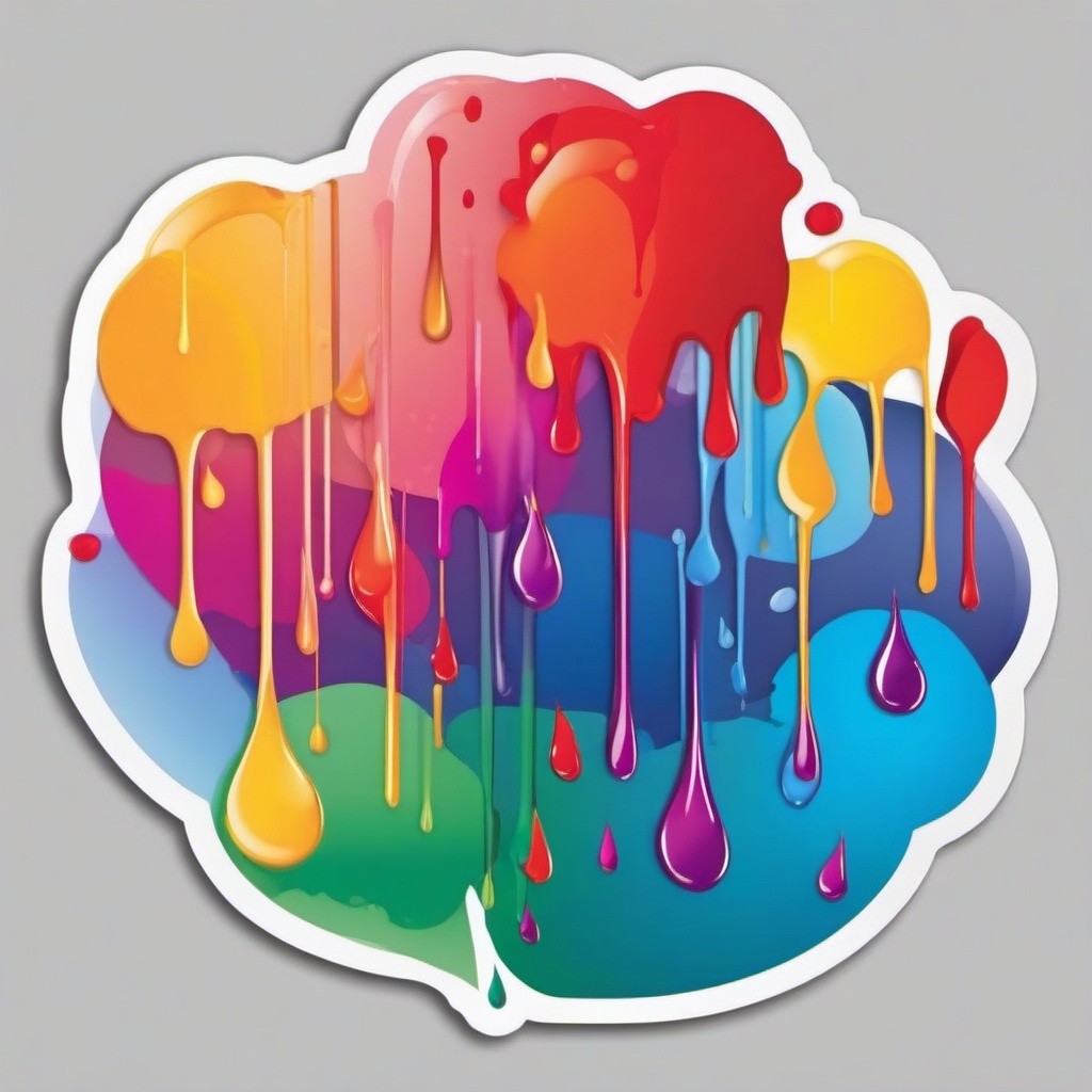 Palette with Paint Drops Sticker - Palette surrounded by dripping paint drops, ,vector color sticker art,minimal