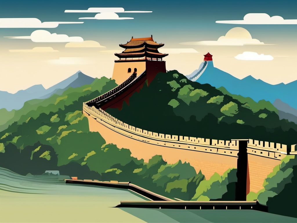 The Great Wall of China clipart - Ancient fortification in China, ,color clipart vector style