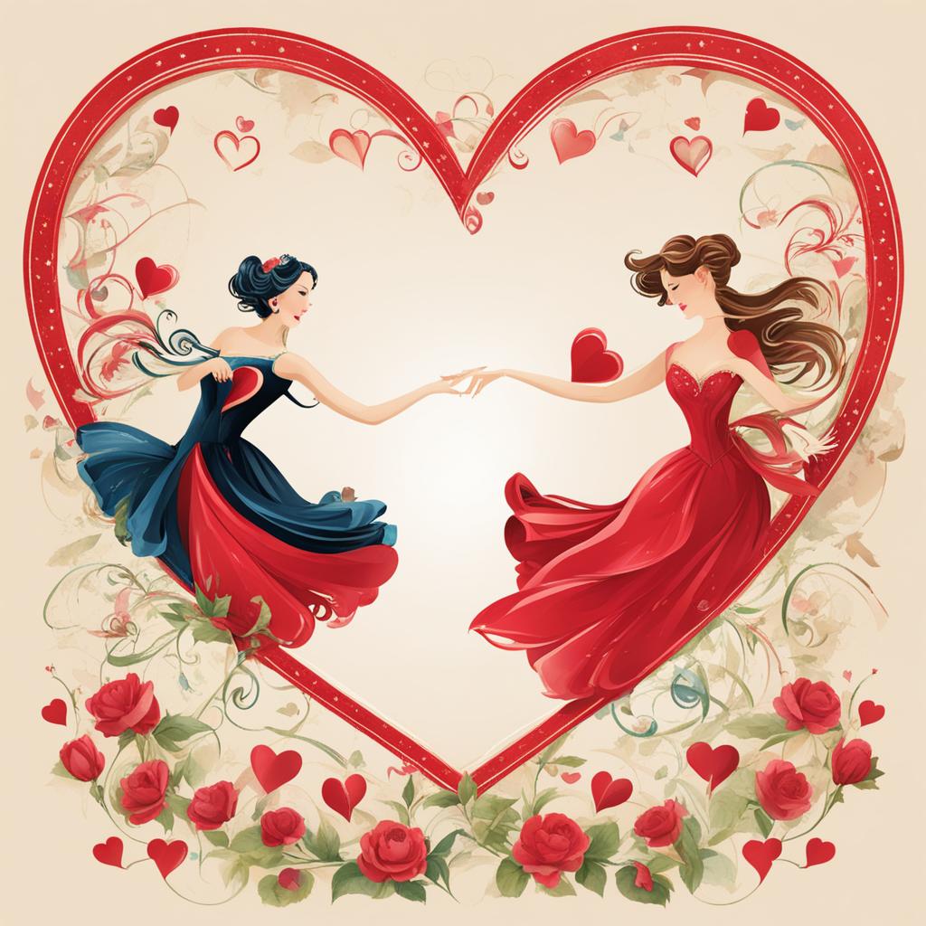 love clipart - two hearts dancing freely, entwined in a whimsical love waltz 