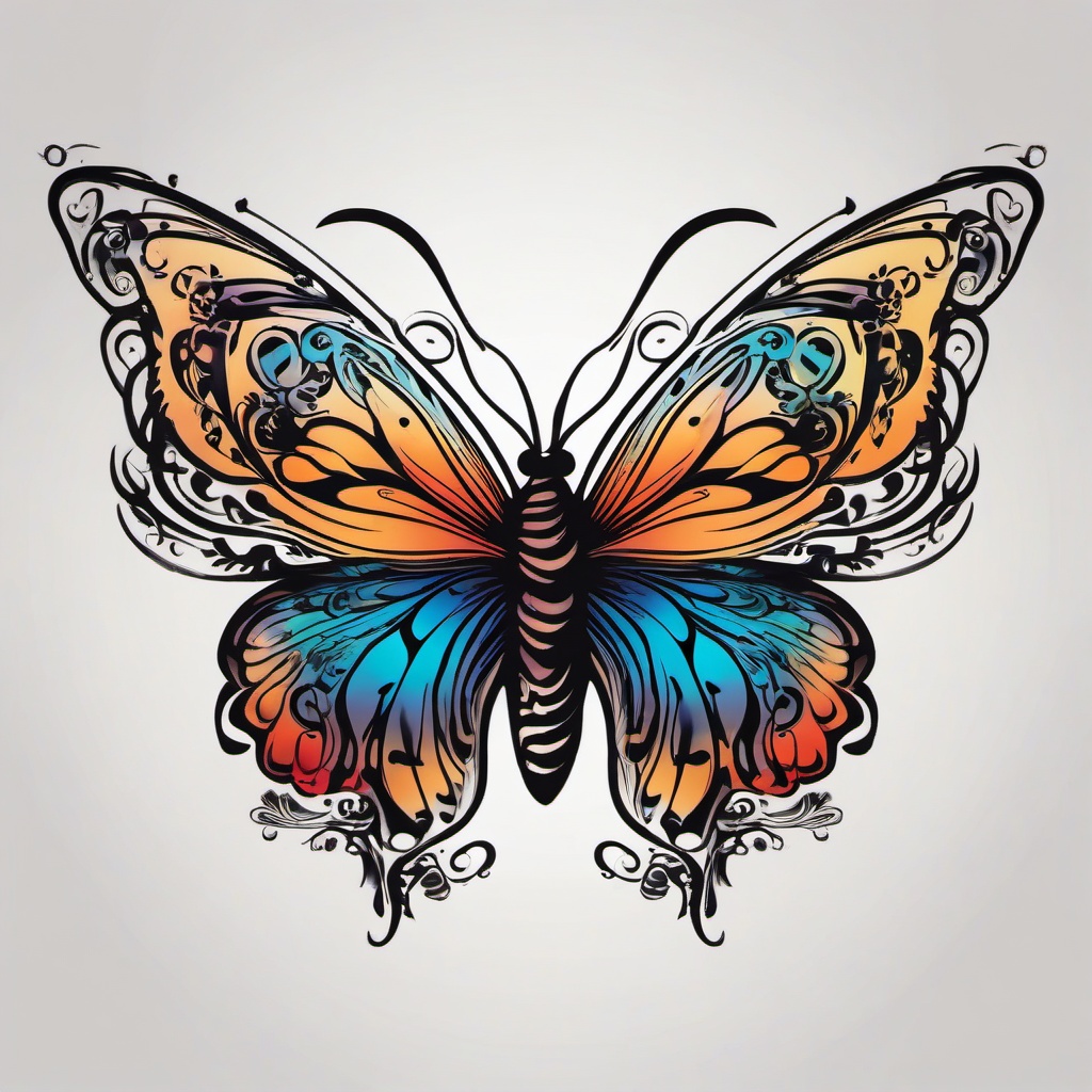 butterfly music note tattoo  simple vector color tattoo