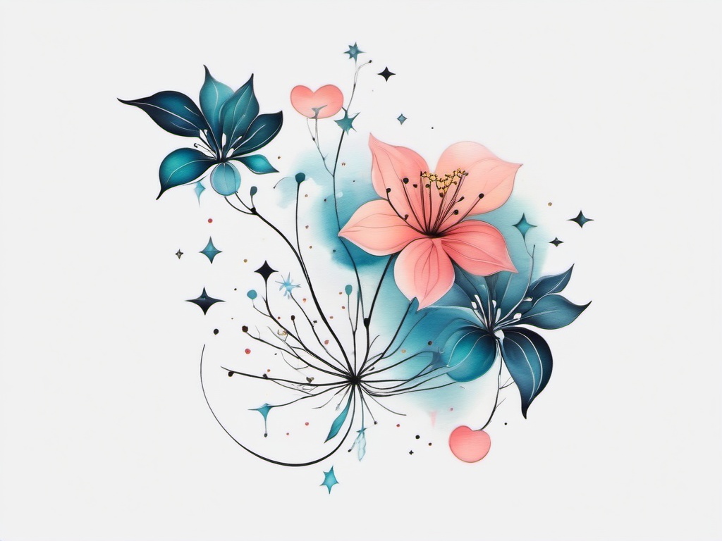 aquarius constellation tattoo flowers  simple vector color tattoo