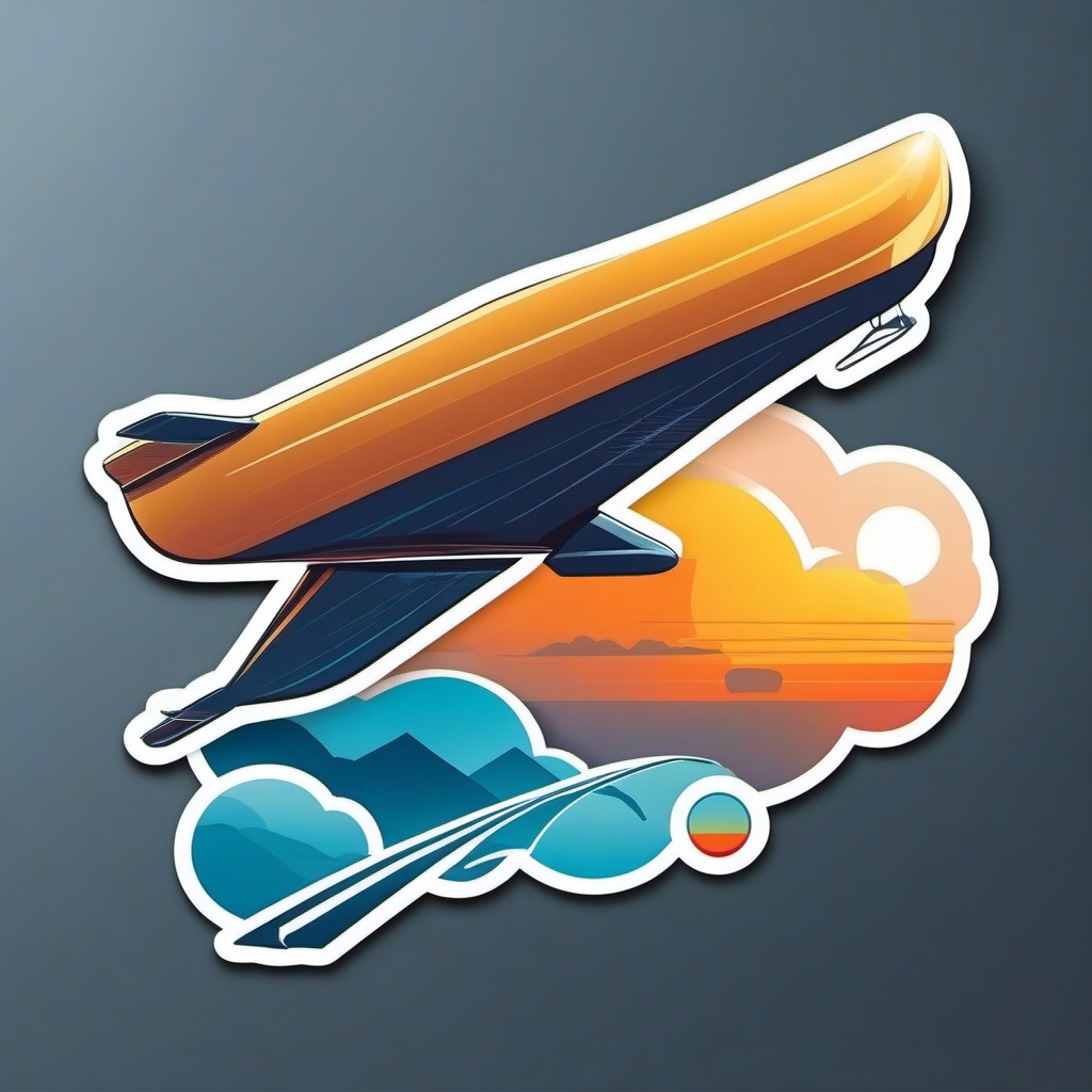 Glider Wing Sticker - Silent sky gliding, ,vector color sticker art,minimal