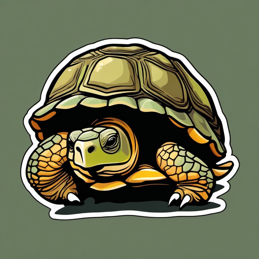 Tortoise cartoon - sturdy, land-dwelling shelled reptile  cartoon sticker style