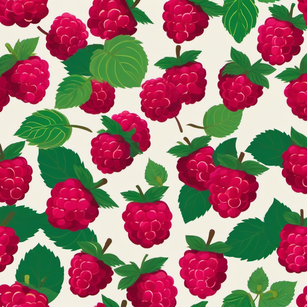 Raspberry Clipart - A handful of small and vibrant raspberries.  color vector clipart, minimal style