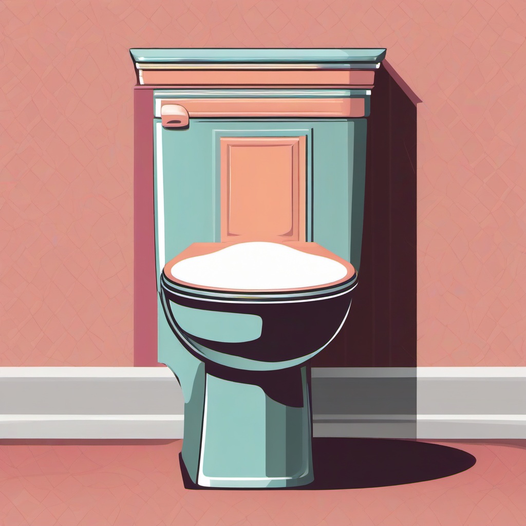 Toilet clipart - toilet with a decorative seat cover  color,minimalist,vector clipart