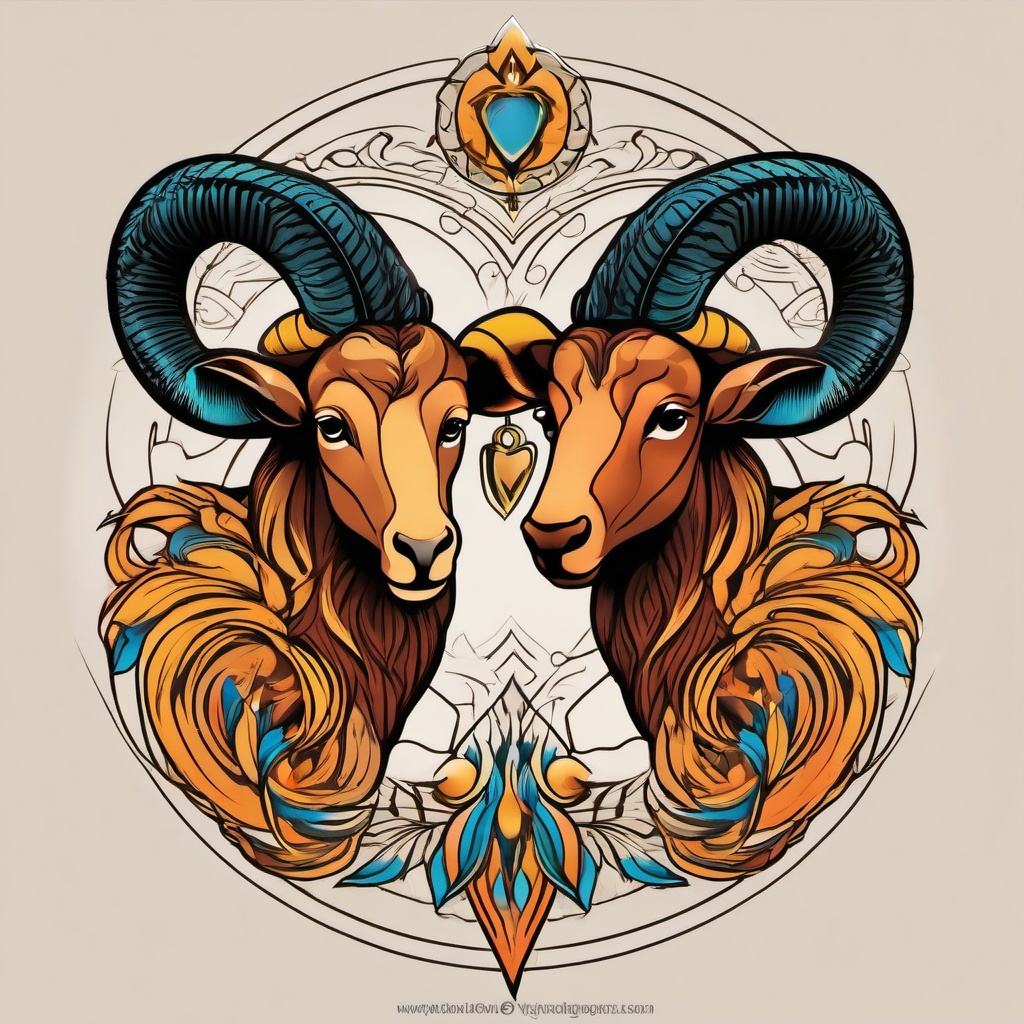 aries and virgo tattoo  simple vector color tattoo