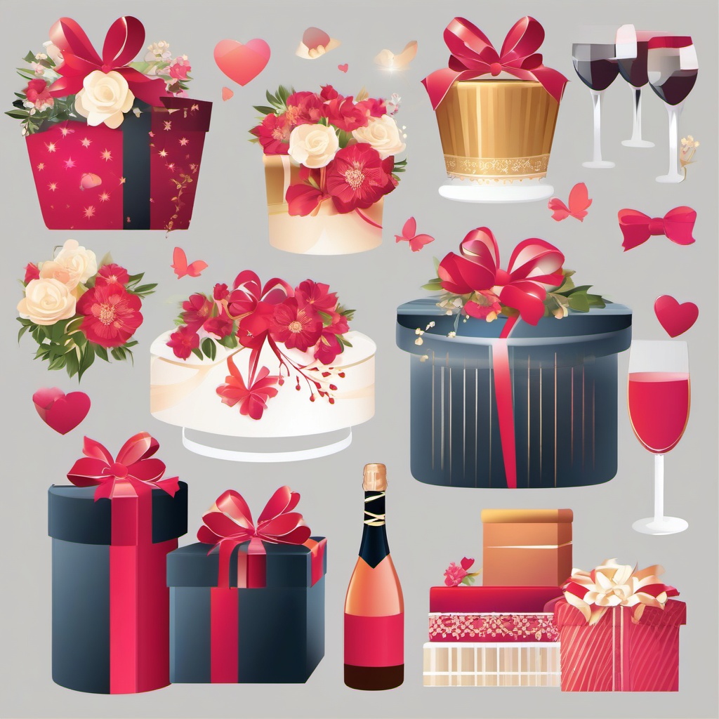 Wedding Gifts clipart - Wedding gifts for the couple, ,vector color clipart,minimal