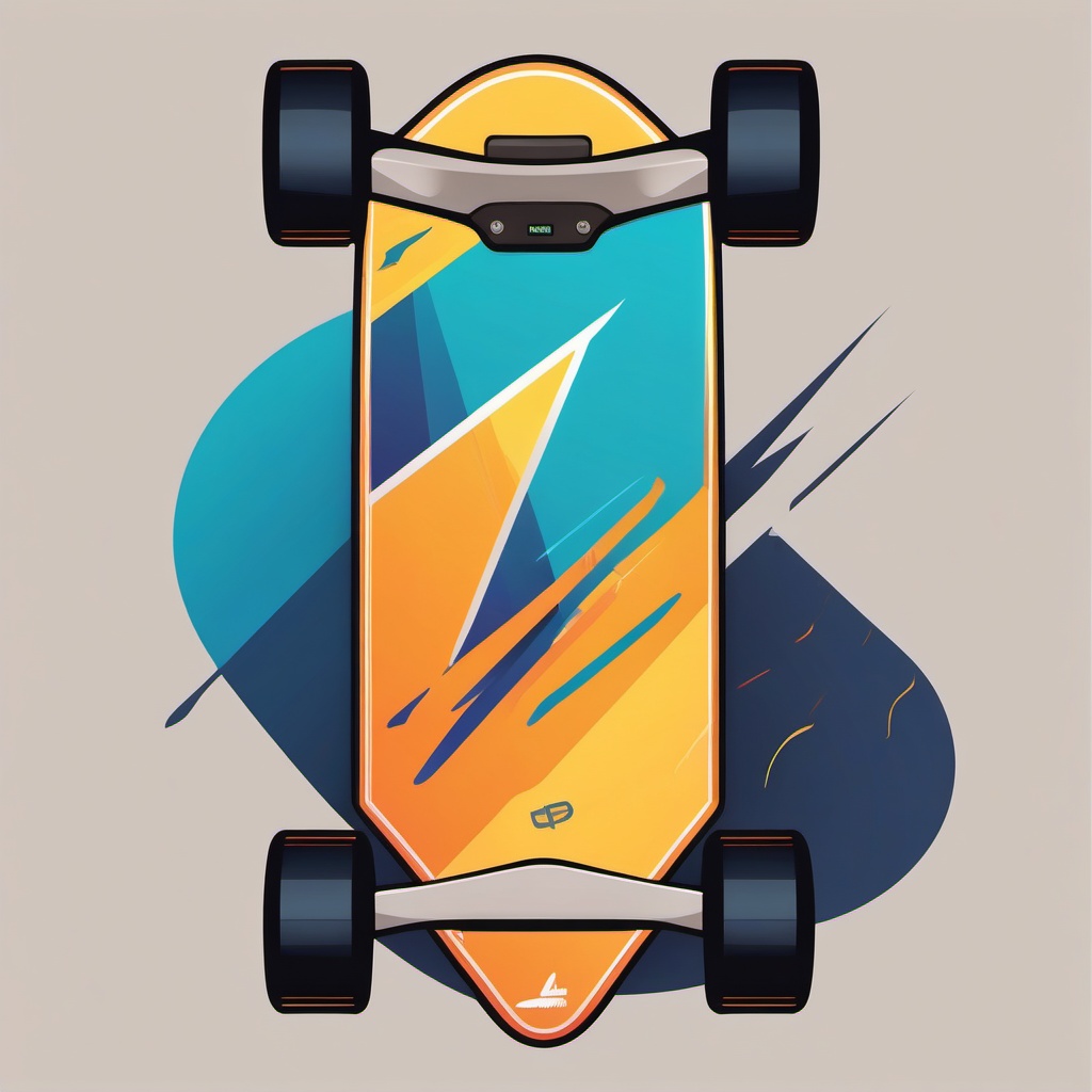 Electric Skateboard Clipart - An electric skateboard for smooth rides.  transport, color vector clipart, minimal style