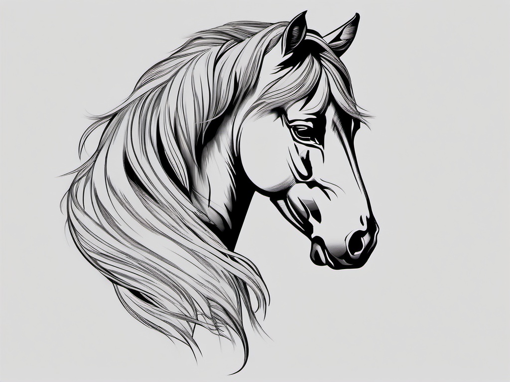 mustang tattoo horse  simple tattoo,minimalist,white background