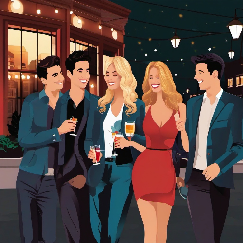 Friends clipart - friends enjoying a night out  