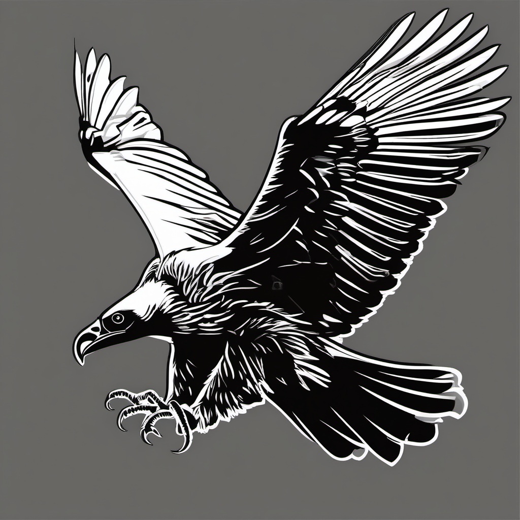 Vulture clipart - Scavenging bird with broad wings soaring high, ,color clipart vector style