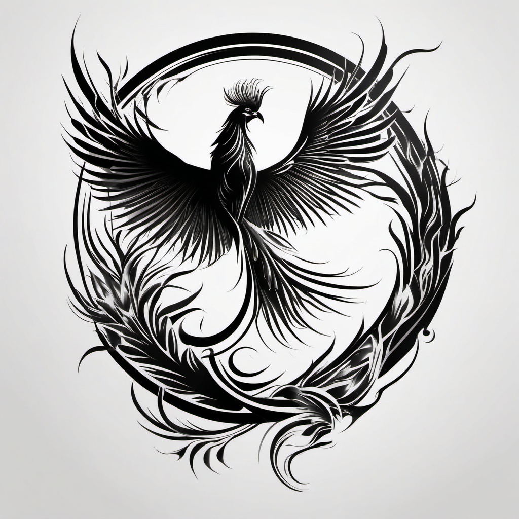 Black and white phoenix tattoo, Minimalistic and striking phoenix tattoos in black and white. , color tattoo designs, white clean background