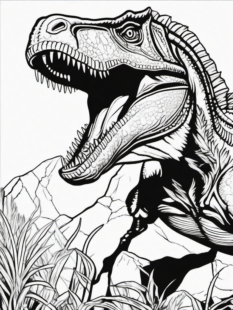 Ceratosaurus Coloring Pages - Horned Carnivorous Dinosaur  black outline printable coloring page