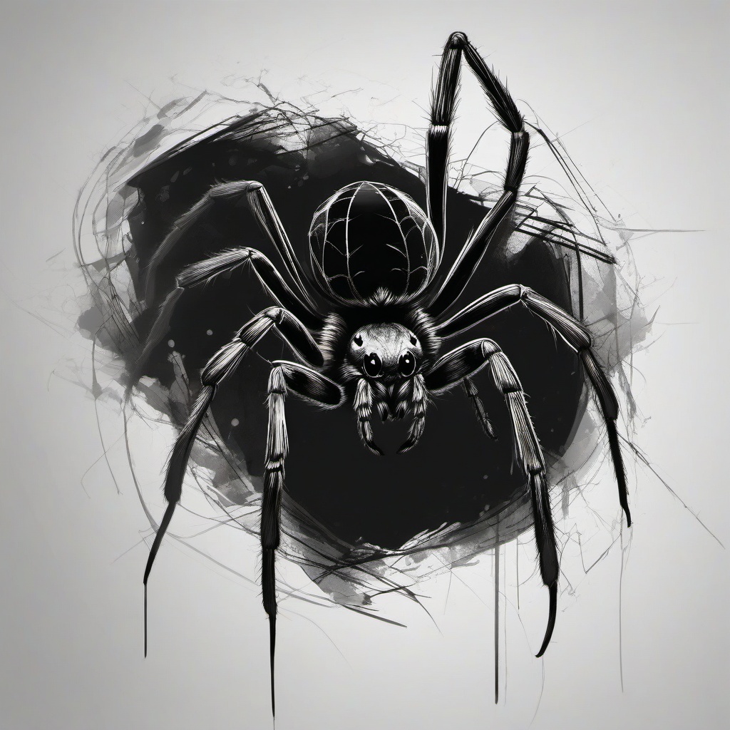 drawing of a spider in a dark corner  minimal rough sketch scribbles,doodles,black and white