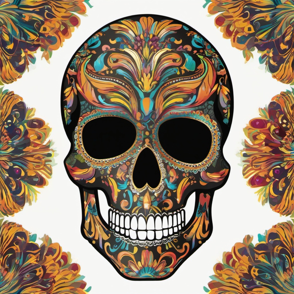 Skull clipart - skull with colorful patterns  