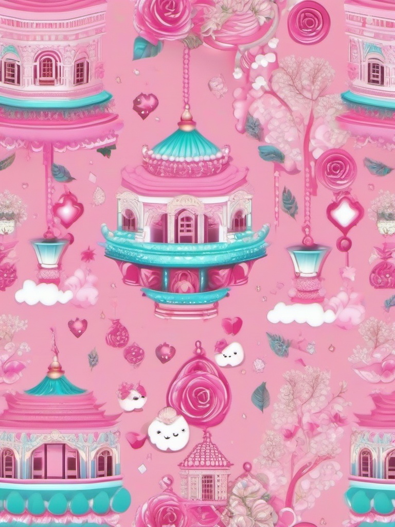 Kawaii Wonderland Pink Aesthetic Wallpaper intricate details, patterns, wallpaper photo